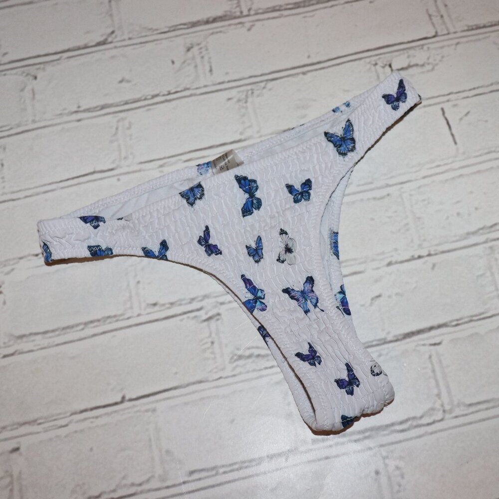 CHEEKY white and blue butterfly swim bottoms by SHEIN size Small